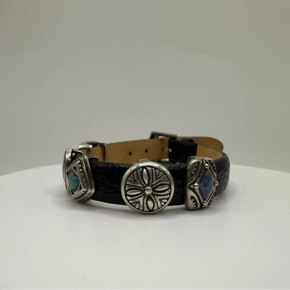 Prerogatives Black Leather Charm Bracelet – Southwestern Silver